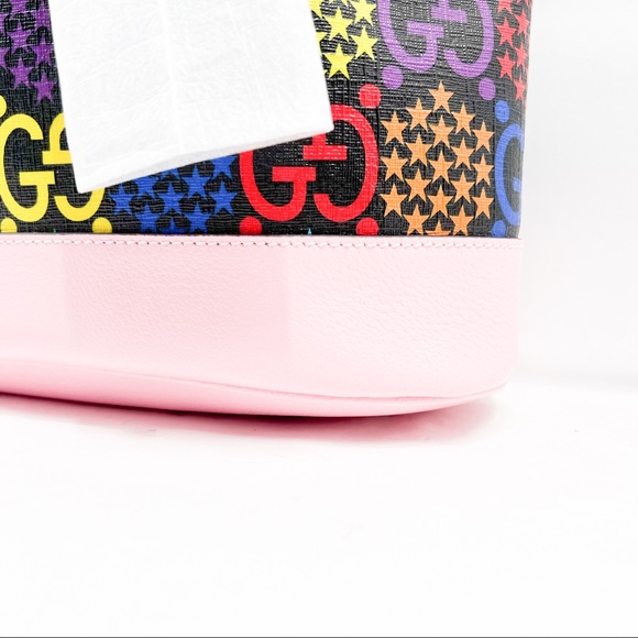 Gucci Psychedelic Multicolor Print Bucket Bag Pink with Drawstring - Picture 6 of 16